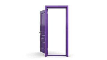 Ensemble de différentes porte violette rendu 3d illustration isolé sur fond blanc photo