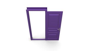 Ensemble de différentes porte violette rendu 3d illustration isolé sur fond blanc photo