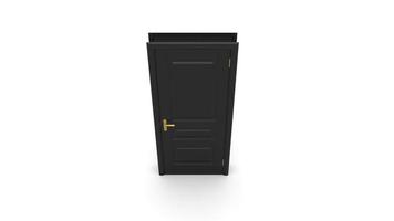 illustration créative de porte noire de porte ouverte et fermée, porte d'entrée réaliste isolée sur fond 3d photo