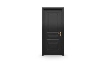 illustration créative de porte noire de porte ouverte et fermée, porte d'entrée réaliste isolée sur fond 3d photo