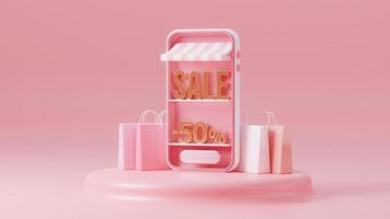 magasin d'achat en ligne sur le site Web et la conception de téléphones mobiles. rendu 3d photo