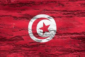 Illustration 3d d'un drapeau tunisien - drapeau en tissu ondulant réaliste photo