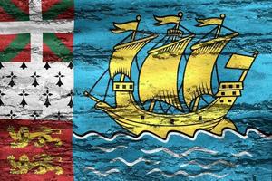 Illustration 3d d'un drapeau de saint pierre et miquelon - drapeau en tissu ondulant réaliste photo