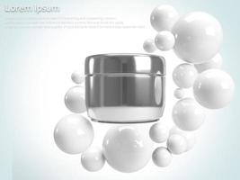 Rendu 3d produit cosmétique ou sérum en fond bleu. concept scientifique pour les cosmétiques ou les soins de santé, médical photo