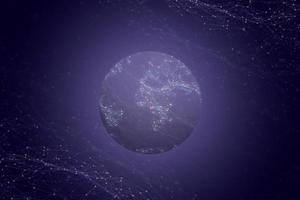 concept de réseau mondial. planète avec des nœuds de réseau. fond violet photo