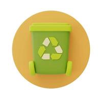 symbole de bac de recyclage, recyclage des ordures, concept d'écologie et de recyclage, rendu 3d. photo