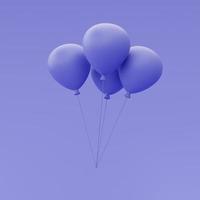 Ballon violet 3d flottant isolé, style minimal, rendu 3d. photo