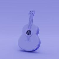 Guitare violette 3d isolée, concept de tourisme et de voyage, vacances de vacances, style minimal, rendu 3d. photo