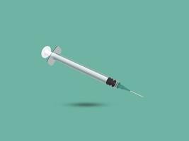 seringue jetable médicale avec aiguille. seringue médicale en plastique pour injection vaccin corona, diabète, protection contre le virus de la grippe. 3d rendu illustration photo