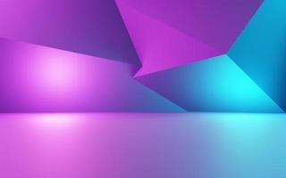 Rendu 3D d'arrière-plan géométrique abstrait violet et bleu. concept cyberpunk. scène pour la publicité, la technologie, la vitrine, la bannière, la cosmétique, la mode, les affaires. illustration de science-fiction. affichage du produit photo