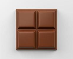 morceaux de chocolat au lait isolés sur fond blanc. vue de dessus cubes de chocolat, morceaux de barre de chocolat noir amer, isolés sur fond blanc, vue de dessus illustration 3d photo