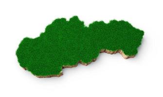 carte de la slovaquie coupe transversale de la géologie des sols avec de l'herbe verte et de la texture du sol rocheux illustration 3d photo