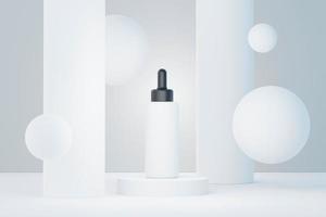 rendu 3d d'un produit de soin cosmétique vierge ou d'un emballage pour maquette. savon de beauté et concept de spa. hydratation à l'huile de lotion pour la santé de la peau. design haut de gamme et de luxe pour l'image de marque. photo