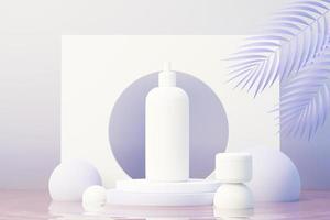 rendu 3d d'un produit de soin cosmétique vierge ou d'un emballage pour maquette. savon de beauté et concept de spa. hydratation à l'huile de lotion pour la santé de la peau. design haut de gamme et de luxe pour l'image de marque. photo