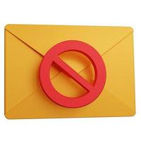 Rendu 3D bloquer le courrier jaune isolé