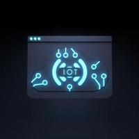 symbole de logo de chose internet néon. concept iot. illustration de rendu 3d. photo