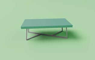 Rendu 3d de table basse isolée sur fond pastel, scène minimale d'arrière-plan 3d photo