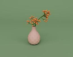 Rendu 3d de vase en pot de plantes d'intérieur isolé sur fond pastel, scène minimale d'arrière-plan 3d photo