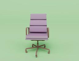 rendu 3d de la vue de face de la chaise de bureau moderne professionnelle, fauteuil de bureau, isolé sur des couleurs pastel, scène minimale photo