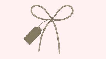 Étiquette de prix de rendu 3d avec ficelle de corde attachée sur fond rose photo