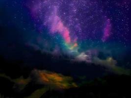 paysage de nuit montagne et voie lactée arrière-plan galaxie notre galaxie, longue exposition, faible luminosité photo