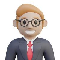 Homme d'affaires d'avatar masculin de rendu 3d avec costume et cravate, bon pour la conception de thème d'affaires ou de finance photo