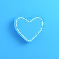 coeur avec néon sur fond bleu vif photo