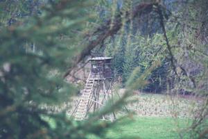 belvédère en bois dans les montagnes pour regarder le jeu photo