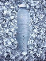 gros plan d'une bouteille d'eau dans la glace photo