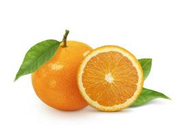 fruit de mandarine ou de mandarine avec des feuilles isolées sur fond blanc photo