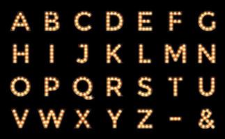 signes de l'alphabet ampoule de style casino, cirque ou broadway photo