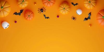 vue de dessus bannière d'illustration 3d du concept d'halloween heureux