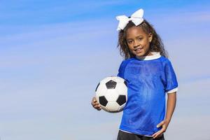 jeune, américain africain, girl, joueur football, à, espace copie photo