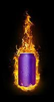 canettes de boissons froides en flammes. concept de boisson rafraîchissante pour l'été. rendu 3D photo