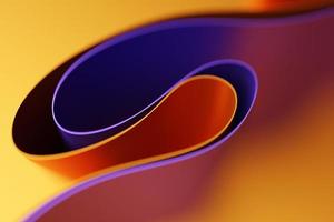Illustration 3d de la surface d'onde géométrique jaune et violette. modèle de formes géométriques simples photo