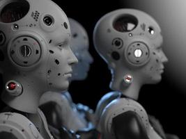 les gens du futur. illustration 3d sur le thème des robots. industrie militaire et jeux photo