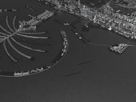 vue de dessus de la grande ville. illustration dans la conception graphique décontractée. fragment de rendu 3d de dubaï photo