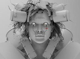 femme-robot. portrait en gros plan. abstraction sur le thème de la technologie et des jeux. illustration 3d photo