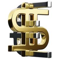 Illustration 3d des icônes d'argent euro or et argent dollar sur fond blanc isolé. symbole de change, hausse des prix. convertir le dollar en euro et vice-versa. photo