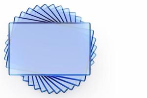 Illustration 3d d'un mocap de cadre bleu en arrière-plan volumétrique isolé. maquette de bannière publicitaire. photo