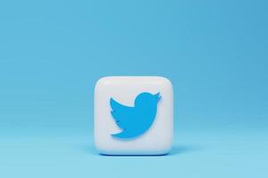 logo twitter sur fond bleu. rendu 3D. photo