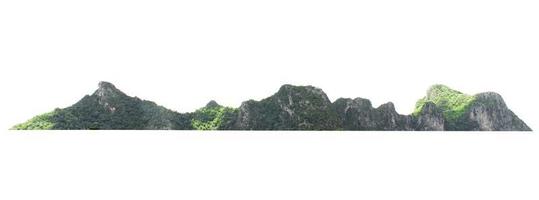 Rock Mountain Hill avec forêt verte isoler sur fond blanc photo
