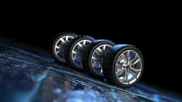 pneus d'hiver sur la glace. concept de sécurité et de conduite automobile photo