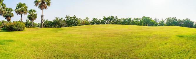 panorama herbe verte sur un terrain de golf photo