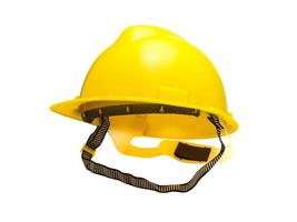 Casque de sécurité jaune isolé sur fond blanc photo