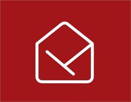 icône d'enveloppe en image vectorielle rouge, illustration d'enveloppe en blanc sur fond rouge, conception de message sur fond rouge photo