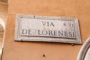 Via de Lorenesi street sign à Rome, Italie photo