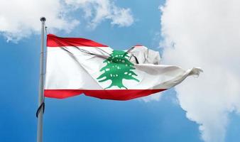 drapeau du liban - drapeau en tissu ondulant réaliste photo