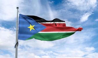 3d-illustration d'un drapeau sud-soudanais - drapeau en tissu ondulant réaliste.. photo