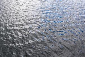 vue rapprochée détaillée sur les surfaces de l'eau avec des ondulations et des vagues et la lumière du soleil se reflétant à la surface photo